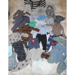 Carters Baby Boy Clothing Lot Newborn 3 Mths 6 Mths 9 Mths & Accs. 30+ Pieces!